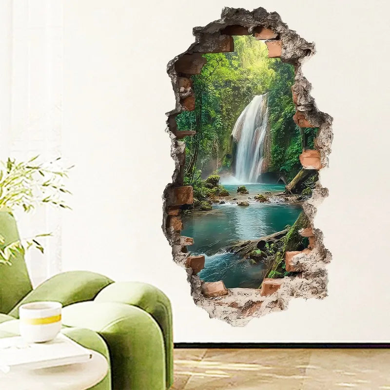 Creative Imitation 3D Landscape Wall Sticker Self-adhesive Wall Decoration for Living Room Bedroom Home Background
