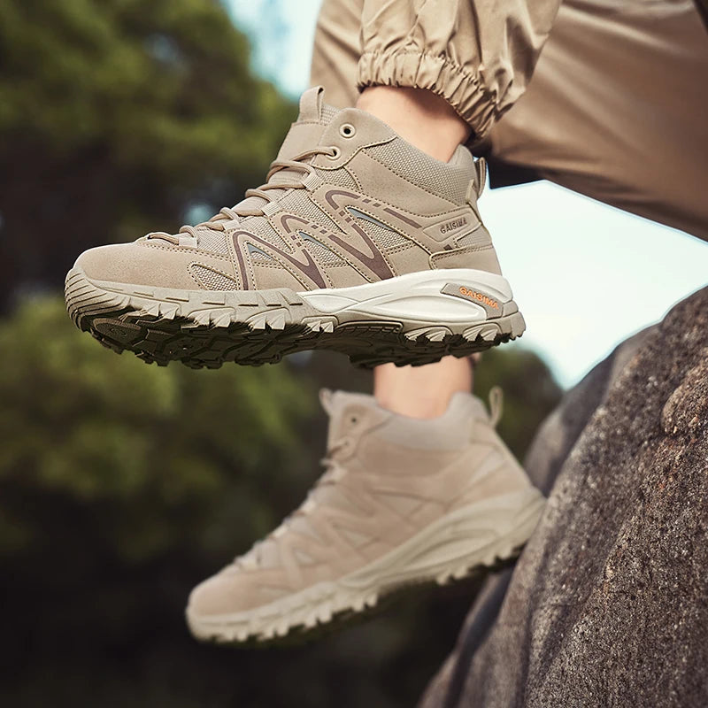 Men's Hiking Boots High Top Trekking Sneakers For Men Platform Camping Sports Shoes Outdoor Breathable Non-slip Climbing Shoes