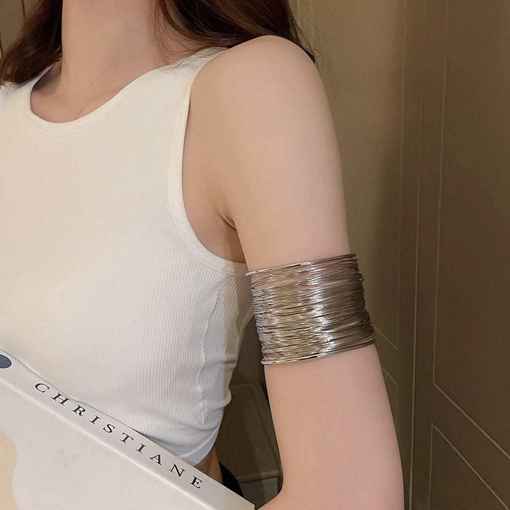 Valentine's Day Gift: A Multi-layered Hollowed-out Steel Wire C-shaped Opening Bracelet, A Popular Street Style Punk Bracelet Fr