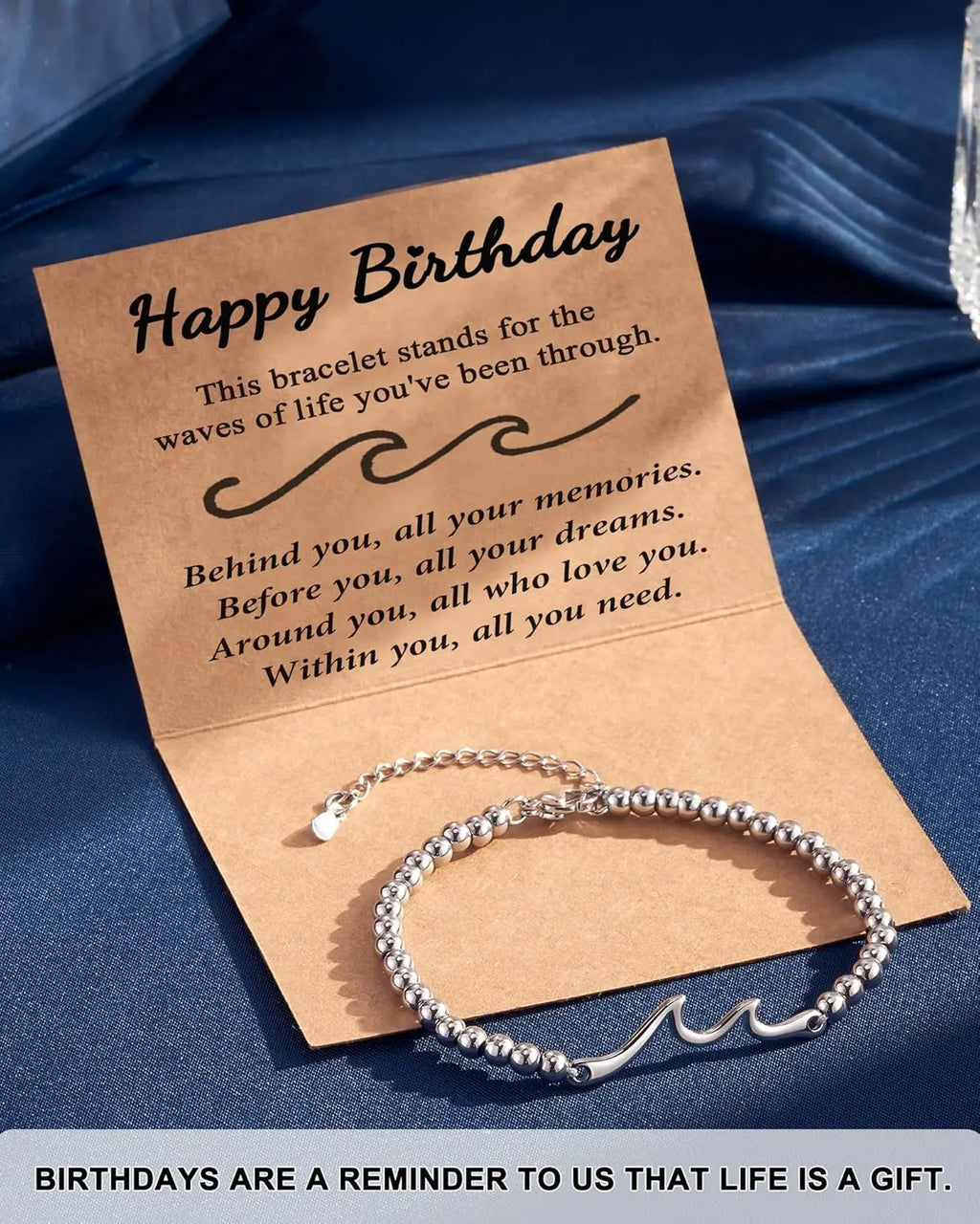 Graduation Birthday Gifts for Women, Through The Waves of Life, Birthday Bracelet for Women Friend Sister Daughter Mom Grandma