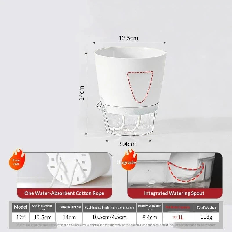 Self Watering Plant Pots Indoor Modern Plastic Planters For Orchid Succulent Herb Flower Home Office Decor