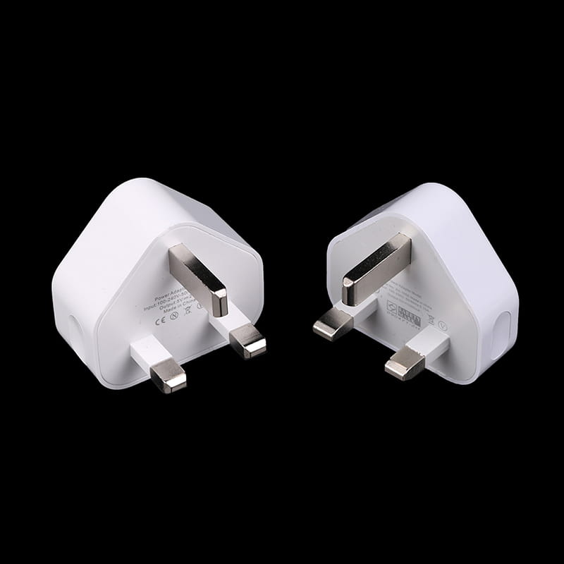 adaptador de alimentación de plástico tipo Reino Unido con clavijas de enchufe metálicas para adaptador de cargador de pared doble USB de 3 clavijas tipo Reino Unido