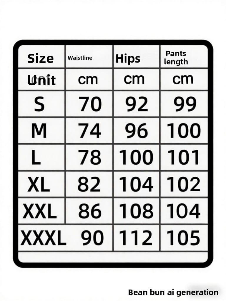 メンズ向けワイドレッグダメージ加工デニムジーンズのサイズ表で、SからXXXLまでの各サイズのズボン実寸をセンチメートルで示している。
