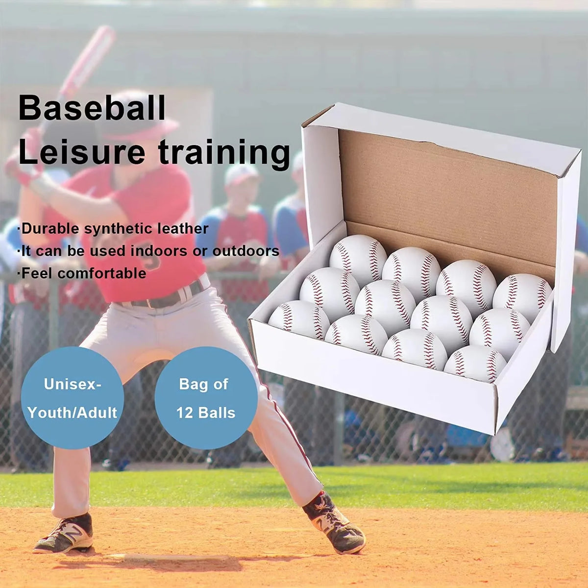 12 Pack 9 Inch Unmarked Training Baseballs For Kids Youth Pitching Throwing Autograph Practice