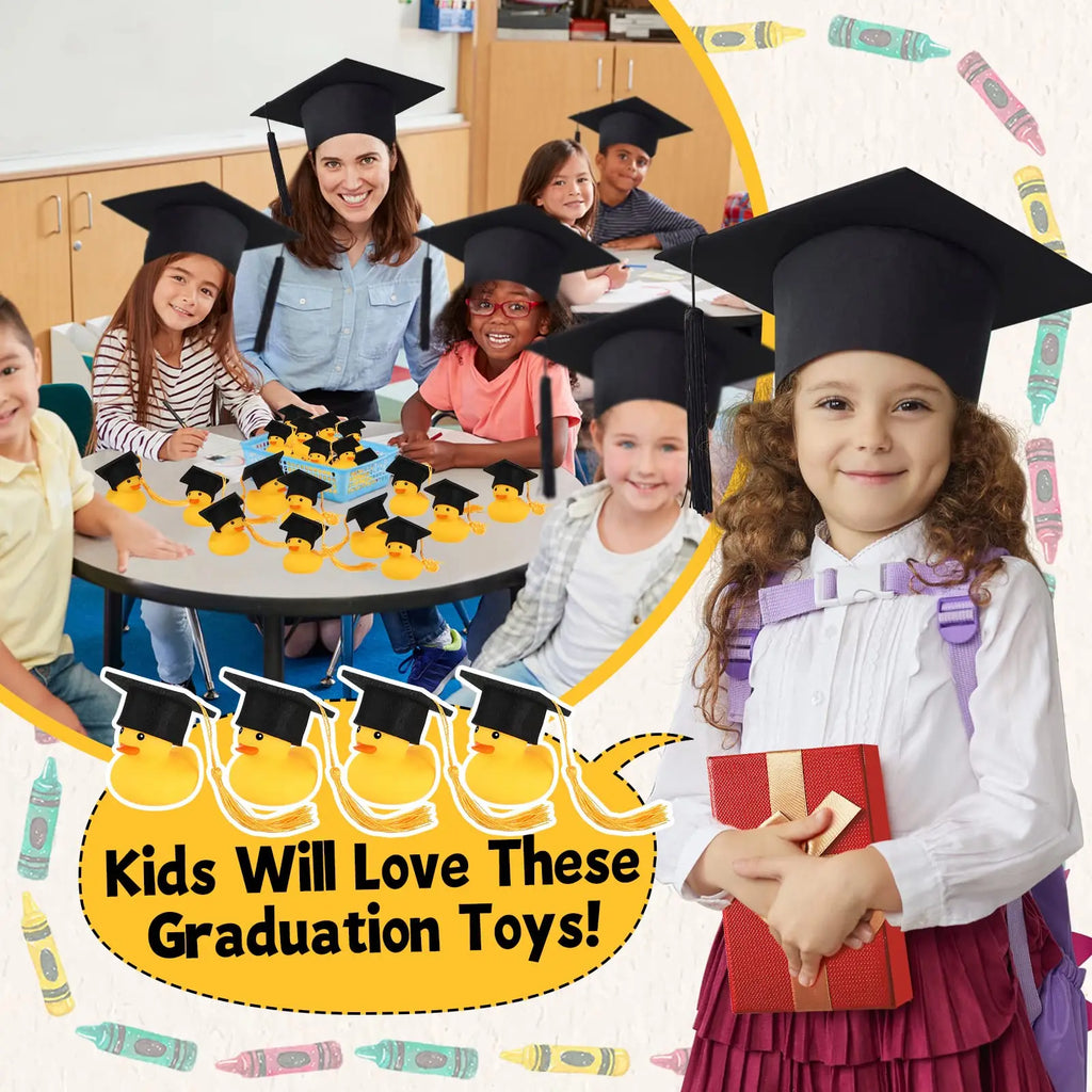 24/48Pcs Graduation Rubber Ducks with Grad Cap Rubber Duck Graduation Party Duck Graduation Cap Duck for Student Graduation