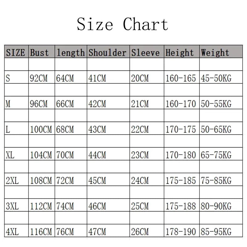 Tabla de tallas para camisa tipo henley informal para hombre de manga corta con textura, mostrando medidas en centímetros para busto, longitud, hombro, manga, altura y peso.