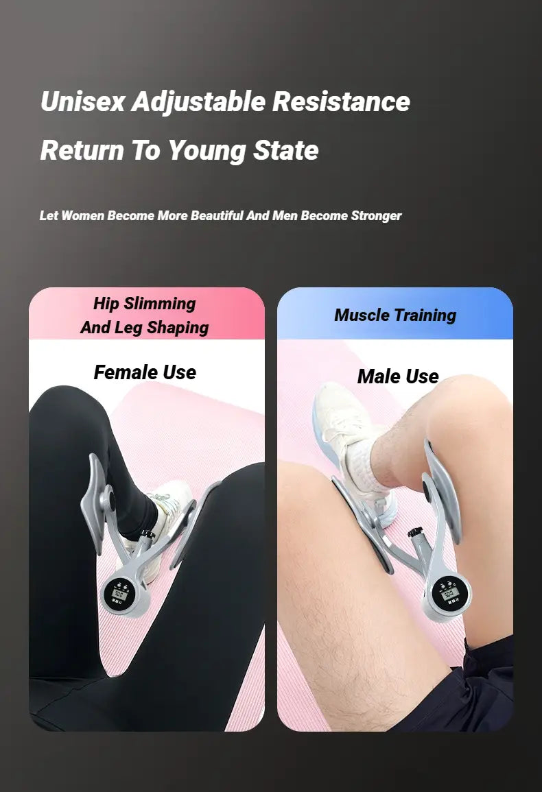 Dispositif d’entraînement à résistance réglable argenté, fabriqué dans un matériau durable, conçu pour affiner les hanches et sculpter les jambes dans la gamme d’entraîneurs de muscles du plancher pelvien, appareil de Kegel intelligent.