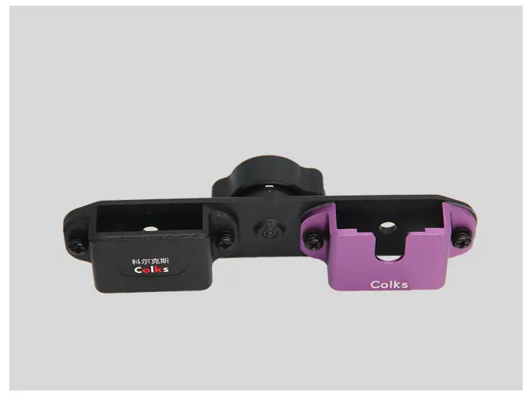 Support de fixation pour rotule sphérique 1/4 de talkie-walkie en métal noir et violet, avec la marque colks des deux côtés, conçu pour une fixation sécurisée de la caméra.