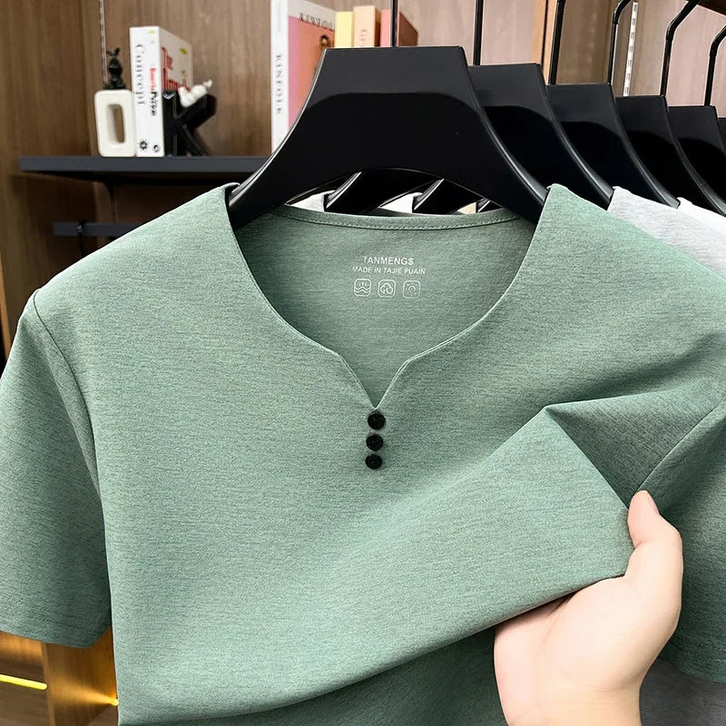Mens Henley Neck T Shirts Short Sleeve Casual Soft Breathable Comfortable Fashion Tops for Men Daily Wear Summer Streetwear