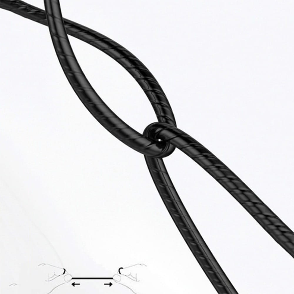 Câble tressé noir avec nœud renforcé sur des écouteurs à double dynamique, pour un casque stéréo filaire 3,5 mm, afin d’assurer une connexion audio durable.