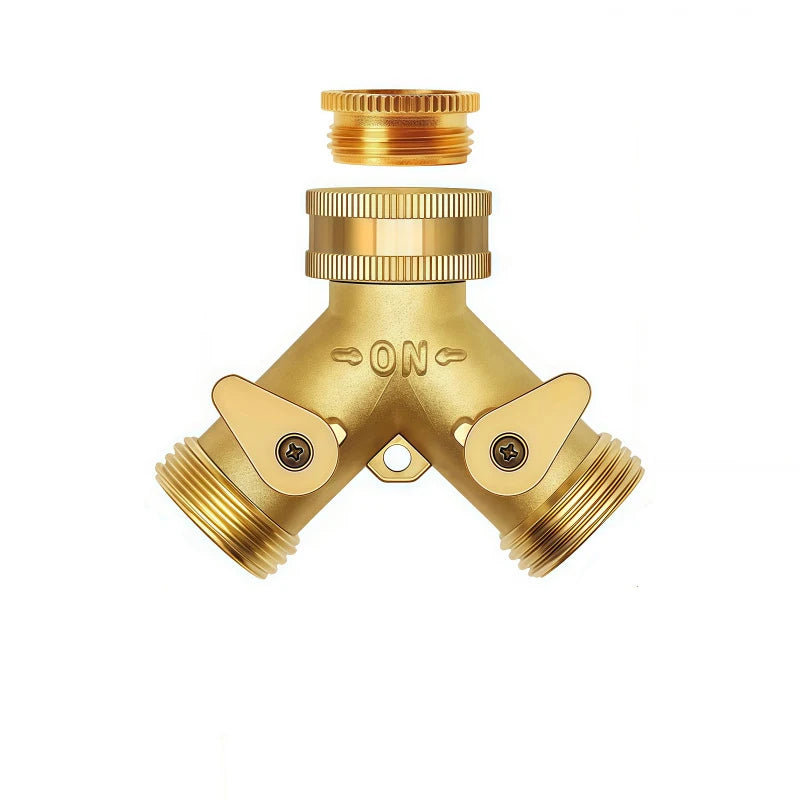 Garden Watering Tools - Double-Pass Nipple Ball Valves Y-Type Hose Connectors Three-Way Splitter Distributors for Lawn Sprinkler