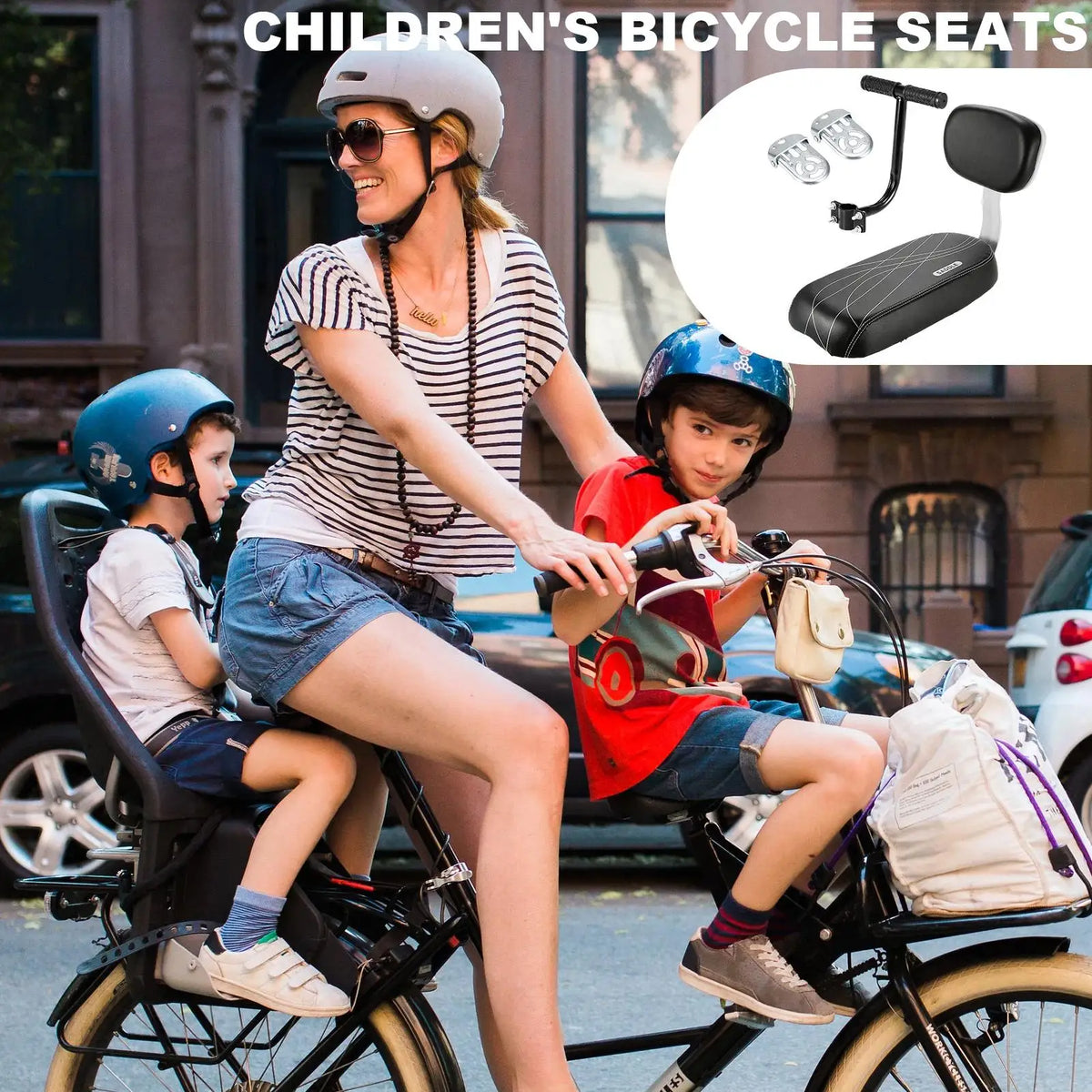 Cycle Accessories Parts Bicicleta Bicycle Rear Seat Saddle Child With Back Rest Handle Armrest Footrest Pedal