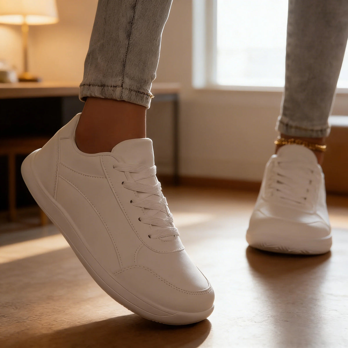 Women Wide-Toe Barefoot Zero-Drop Shoes Simple Solid Color Casual Leather Lightweight And Comfortable Walking Sports Shoes Women