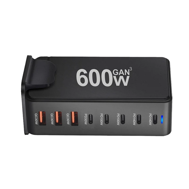 FULL-Fast Charging 600W Desktop Gan Quick PD Charger 8 Ports USB Type C Mobile Phone Laptop PC Charging Dock Stand