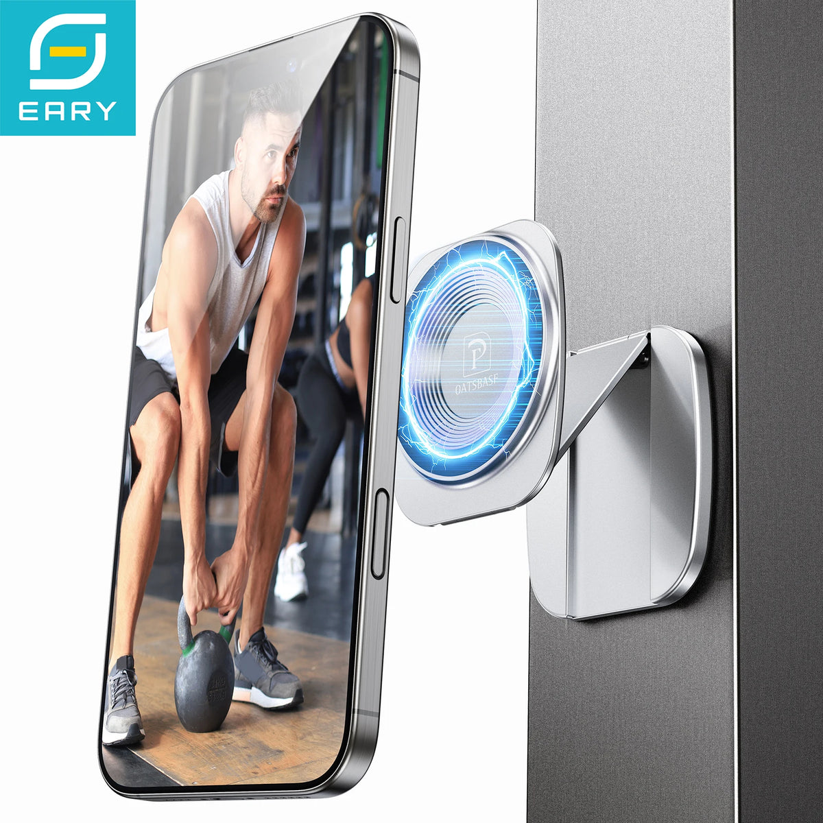 Eary Gym Magnetic Phone Holder Mount For Wall Portable Aluminum Metal Stand With Foldable Pocket Size Gym Essentials Accessories