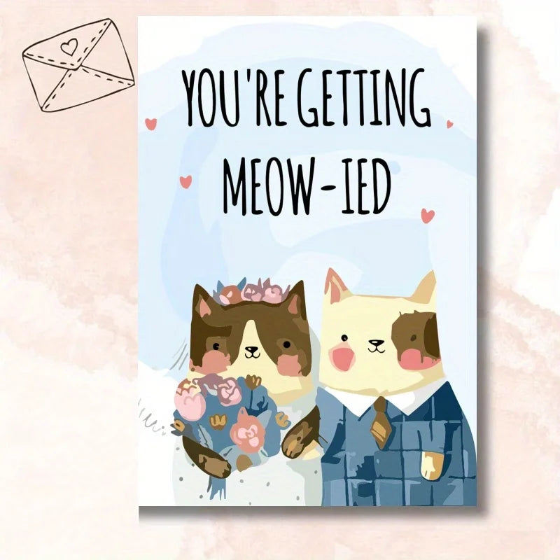 1PC Funny Wedding Anniversary Card Cute Cat Couple Greeting Card for Wife And Husband