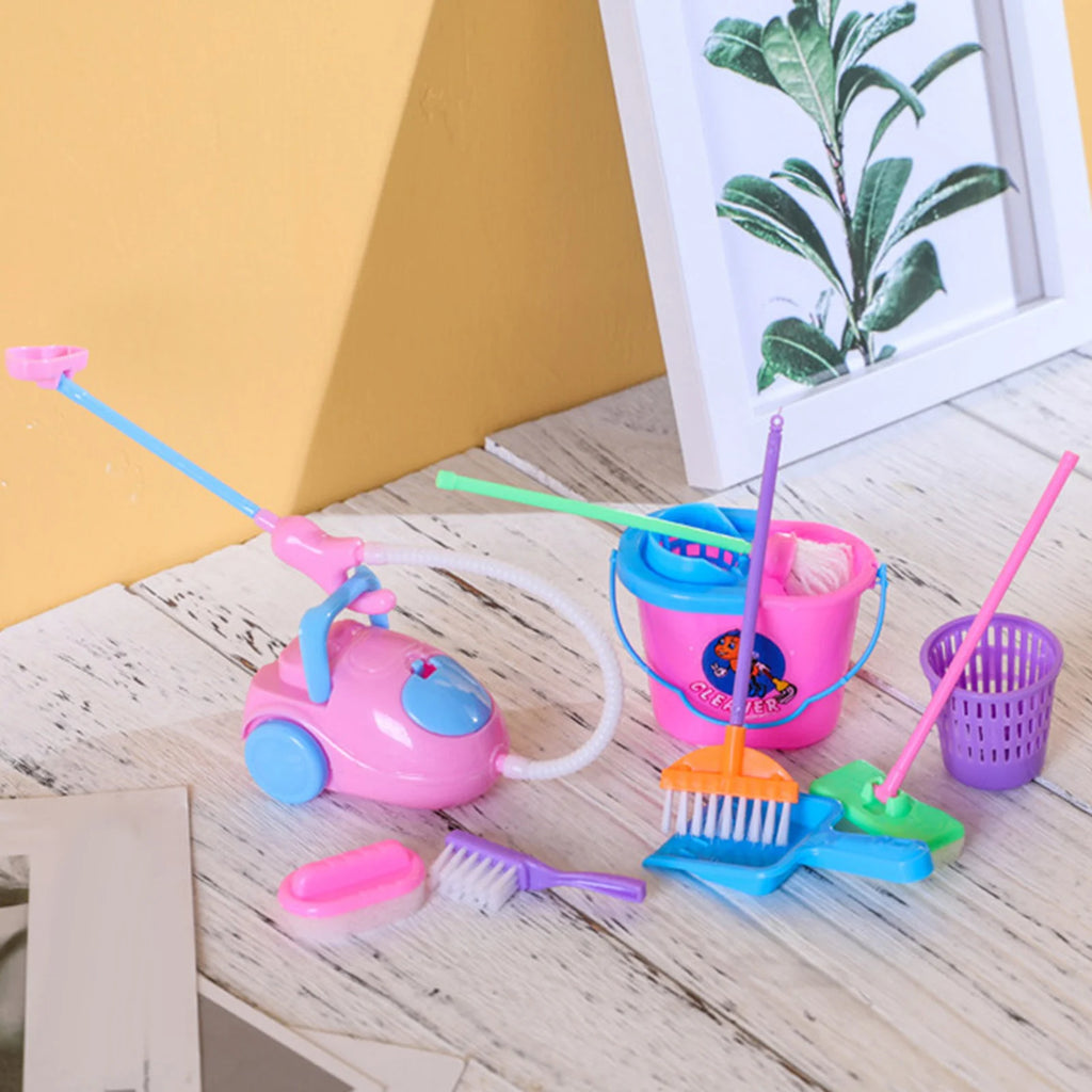 Kitchen Home Cleaning Broom Toy Bright Colors Odorless Cleaning Toy Set for Helping Children Learn about Cleaning Tools
