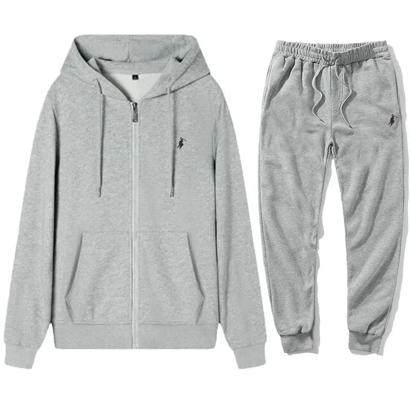 Men's Classic Hoodies and Sport Pants for Autumn and Winter, Suitable for Casual Fitness, Warmth and Casual Sportswear Sets in A