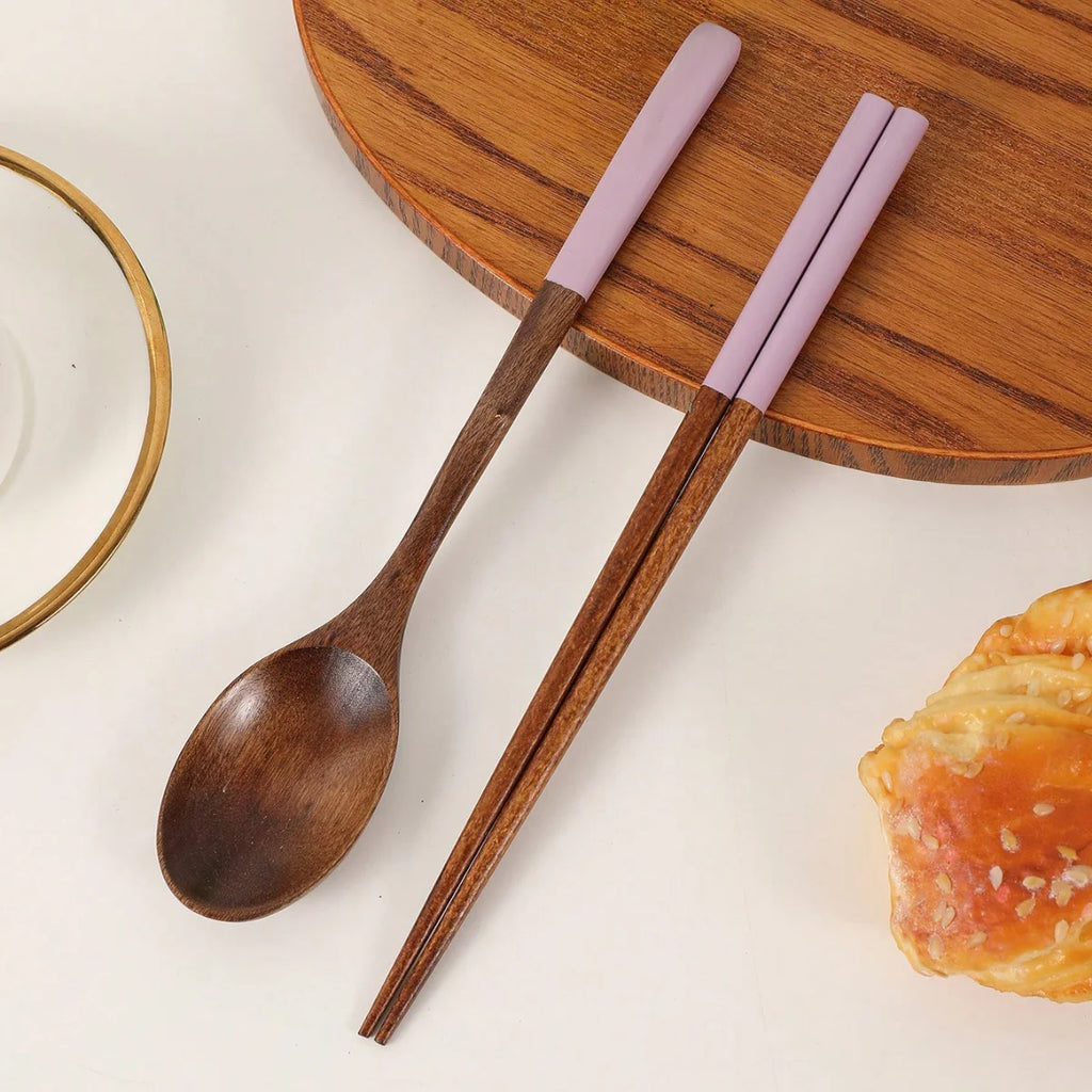 A Set of Colorful Wooden Spoons and Chopsticks Suitable for Everyday Use