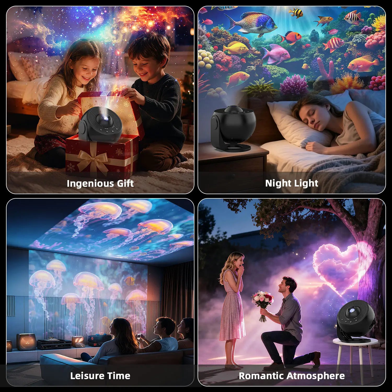 black spherical projector pro with a matte finish and adjustable projection settings for galaxy star night light use