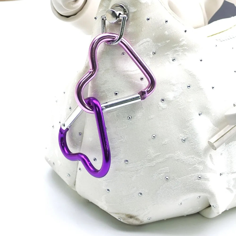 Travel Kit Accessories Outdoor Keyring  Heart-shaped Aluminum Carabiner Key Chain Clip Water Bottle Buckle Keychain Bag Hanging