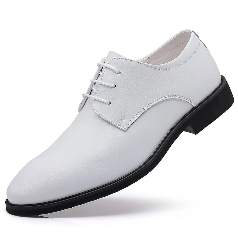 High Quality Mens Dress Shoes Fashion Pointed Toe Business Casual Shoes for Men White Leather Oxfords Shoes Zapatos De Hombre