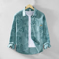 Long-sleeved Shirt Men 2025 Spring New Trendy Letter Print Casual Versatile Cardigan Japanese Lapel Thin Jacket