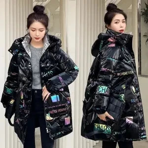 2026 Fashion New Bright Fabric Thick Warm Winter Jackets Women's Cotton Padded Coats Mid-Length Women Parkas Female Outerwear