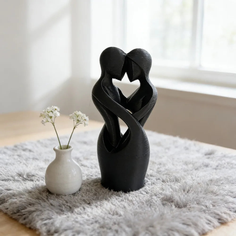 Sculptures of Intertwined Lovers, Modern Minimalist Sculptures of Lovers Embracing Each Other, Valentine's Day Home Decorations