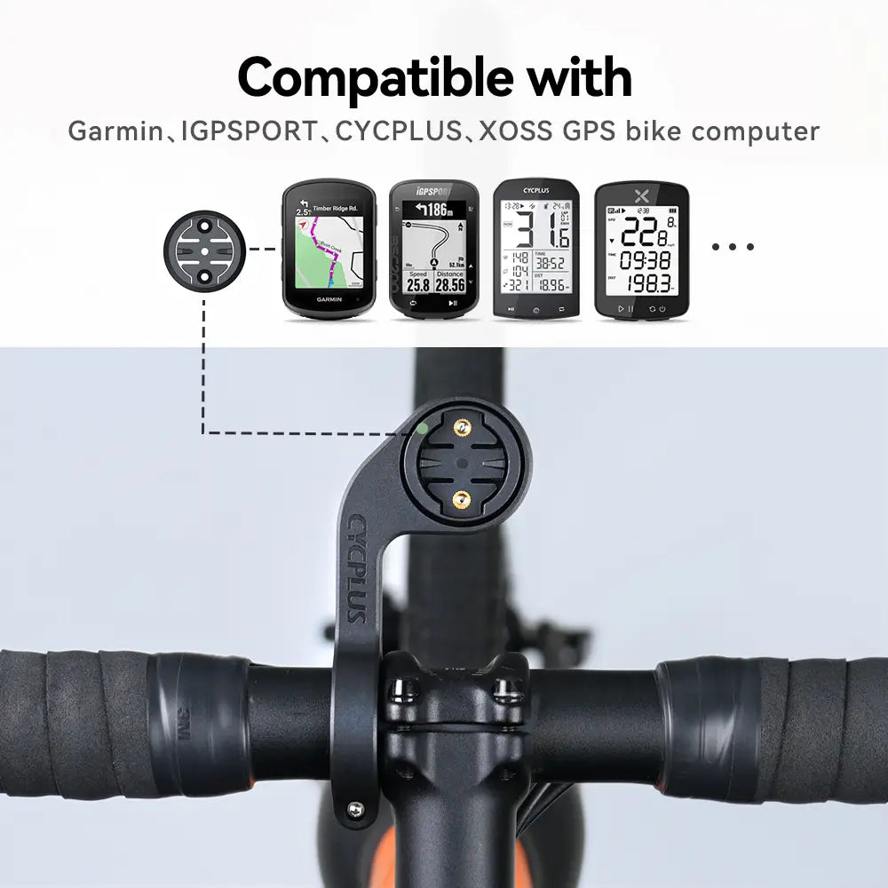 black plastic cycplus z1 outfront gps bike computer mount for garmin igpsport cyclplus and xoss showing the back side of the handlebar attachment