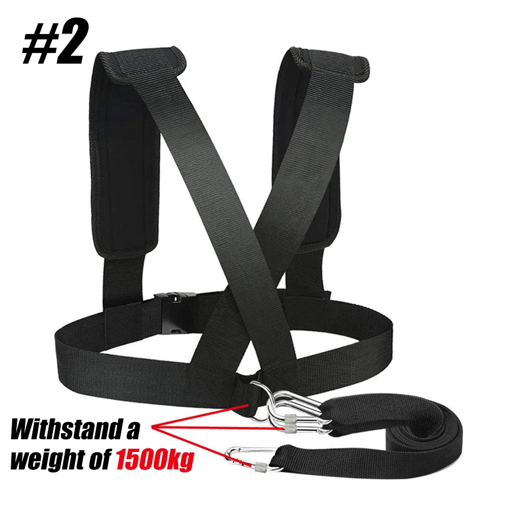 Sled Pulling Harness, Tire Pulling Harness with Pull Strap Resistance Training, Adjustable Padded Shoulder Strap Harness Trainer