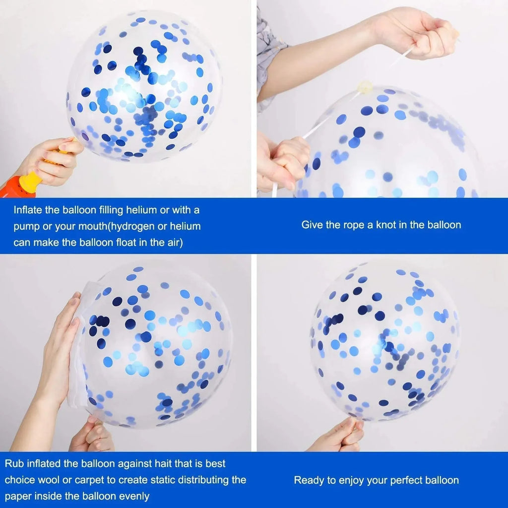 43Pcs Blue Happy Birthday Balloon Banner White And Blue Confetti Balloons for Boy Birthday Party Decorations
