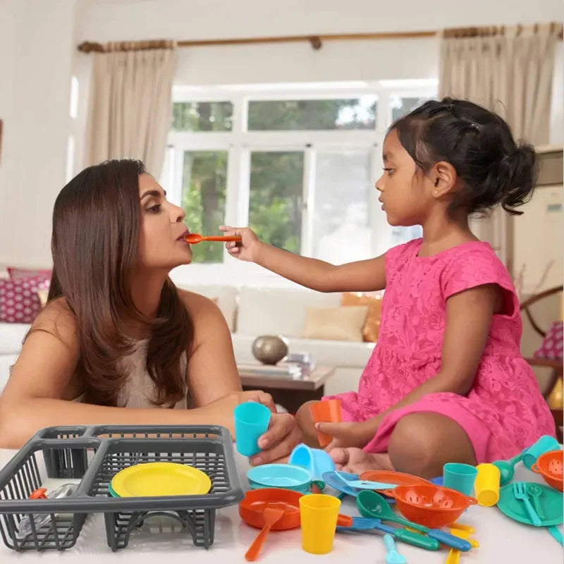 Simulation Tableware Housekeeping Toys Color Knife Fork Spoon Plate Kitchenware Pretend Play Children Kitchen Tableware Set Toys