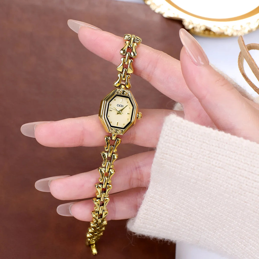 GEDI Brand Ladies Watches Are Exquisite Light Luxury Retro Metal Bracelets High-End Waterproof Women Fashion Quartz Wristwatches