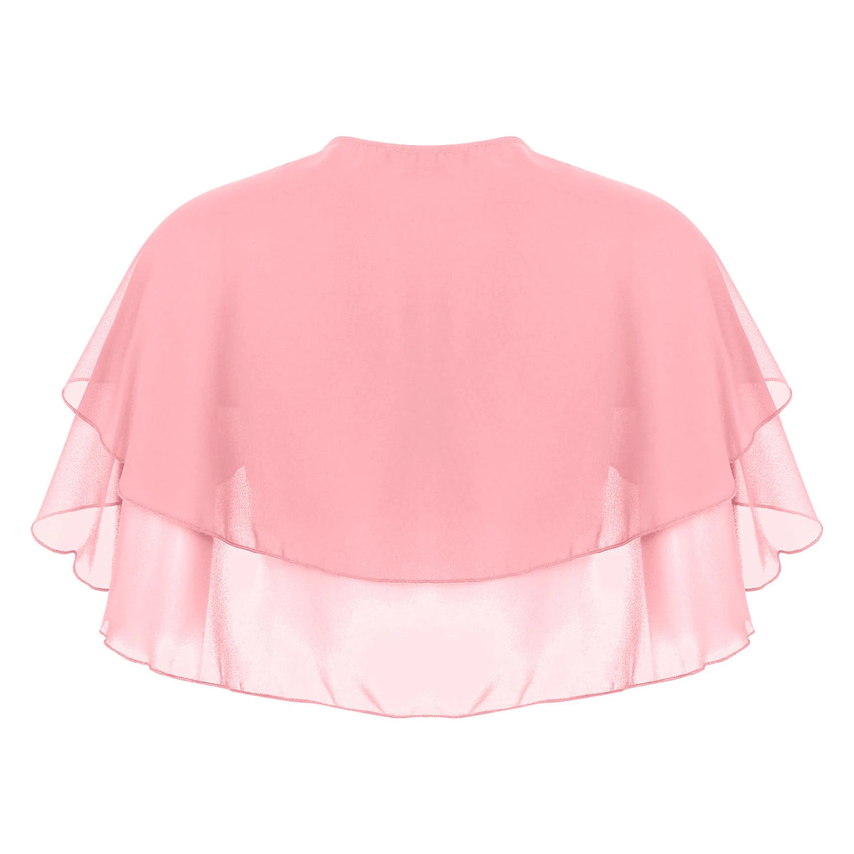 Women Elegant Solid Color Chiffon Shawl Ruffle 2-Layer Chiffon Wraps Bolero Wedding Birthday Evening Party Dress Cape Outerwear