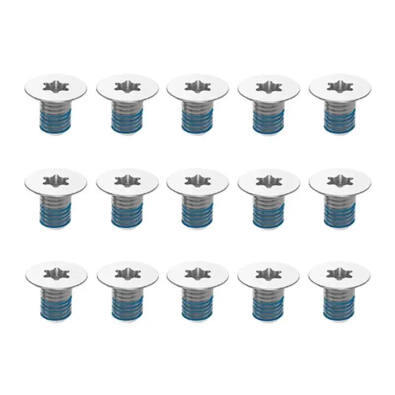 Ensemble de dix vis à tête cruciforme de couleur argentée avec des tiges filetées bleues pour le remplacement du boîtier inférieur du Dell XPS.