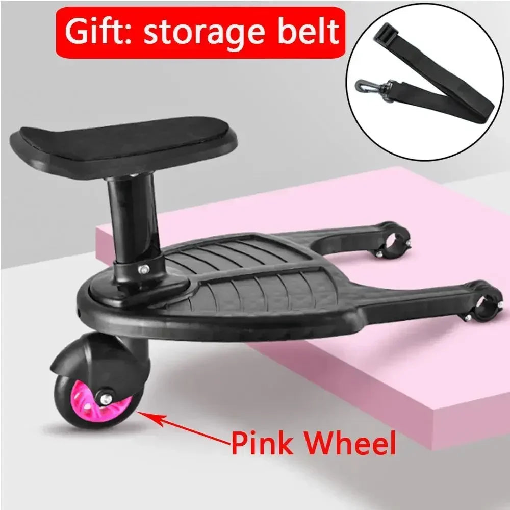 Baby Stroller with Ride-on Board Stroller Pedal Adapter Stroller Attachment with Removable Seat and Standing Platform