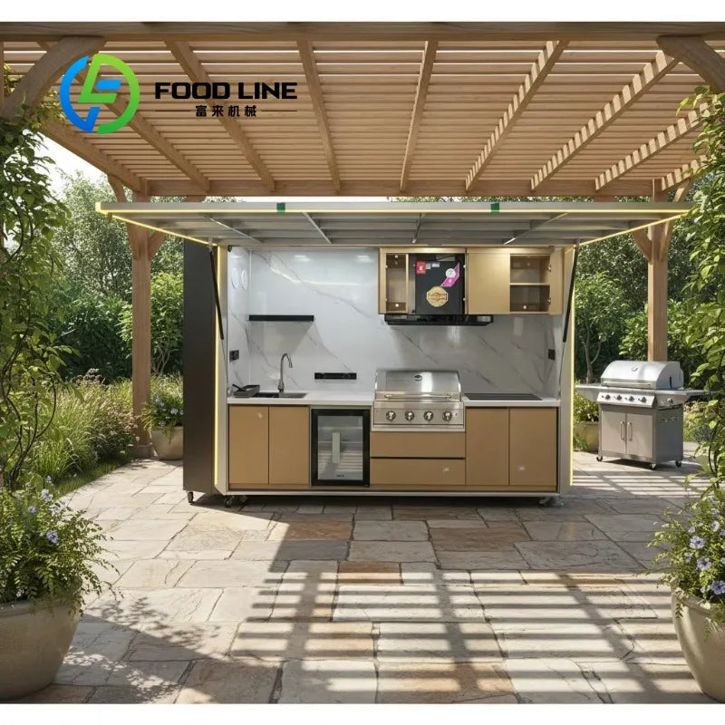 Custom Pergola Hot Sale DIY Outdoor BBQ Modular Kitchen Modern Cabinets Set with BBQ Fridge and Sink Waterproof for Patio Garden