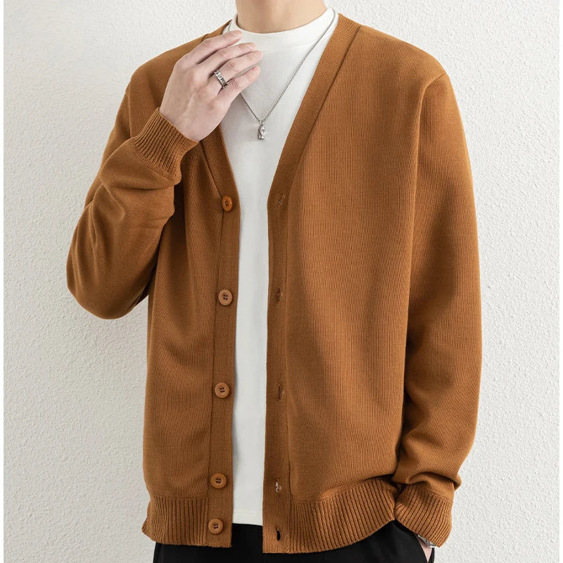 Men Button Sweaters Solid Color Knit Cardigans for Man Alibaba Korean Japanese Sweater Coat