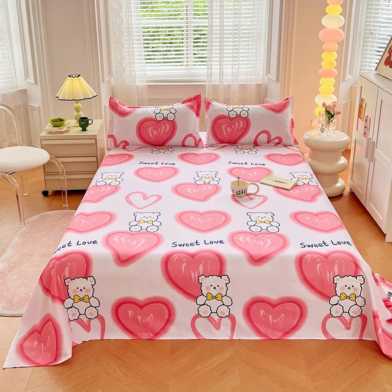 Bedroom Sheet Gorgeous Flowers Cartoon Printing Bedding Sheet PillowCase Bedding Fashion Exquisite Printing Sheet 1pc or 3pc/Set