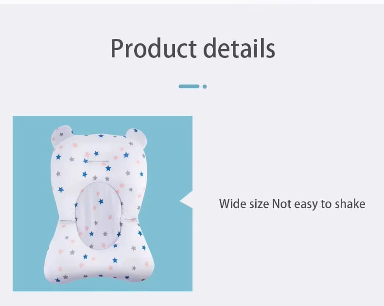 white star-patterned baby bath seat floating newborn tub support cushion with soft fabric and bear-shaped ears