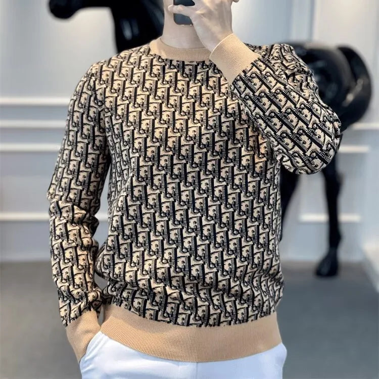 Men's Long Sleeve O Neck Pullover Sweater Slim Fit Knit Sweaters Lightweight Dress Casual Sweater Business Solid Color Outwear