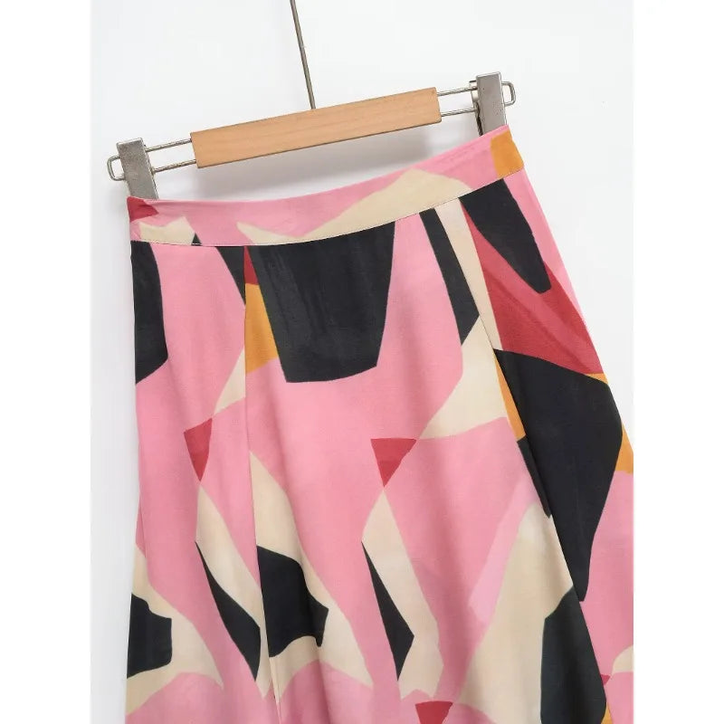 Women's Skirt Bohemian Fashion Vintage Harajuku Y2k Kawaii Elegant Midi Summer Satin High Waist A-line Female Cute Skirts