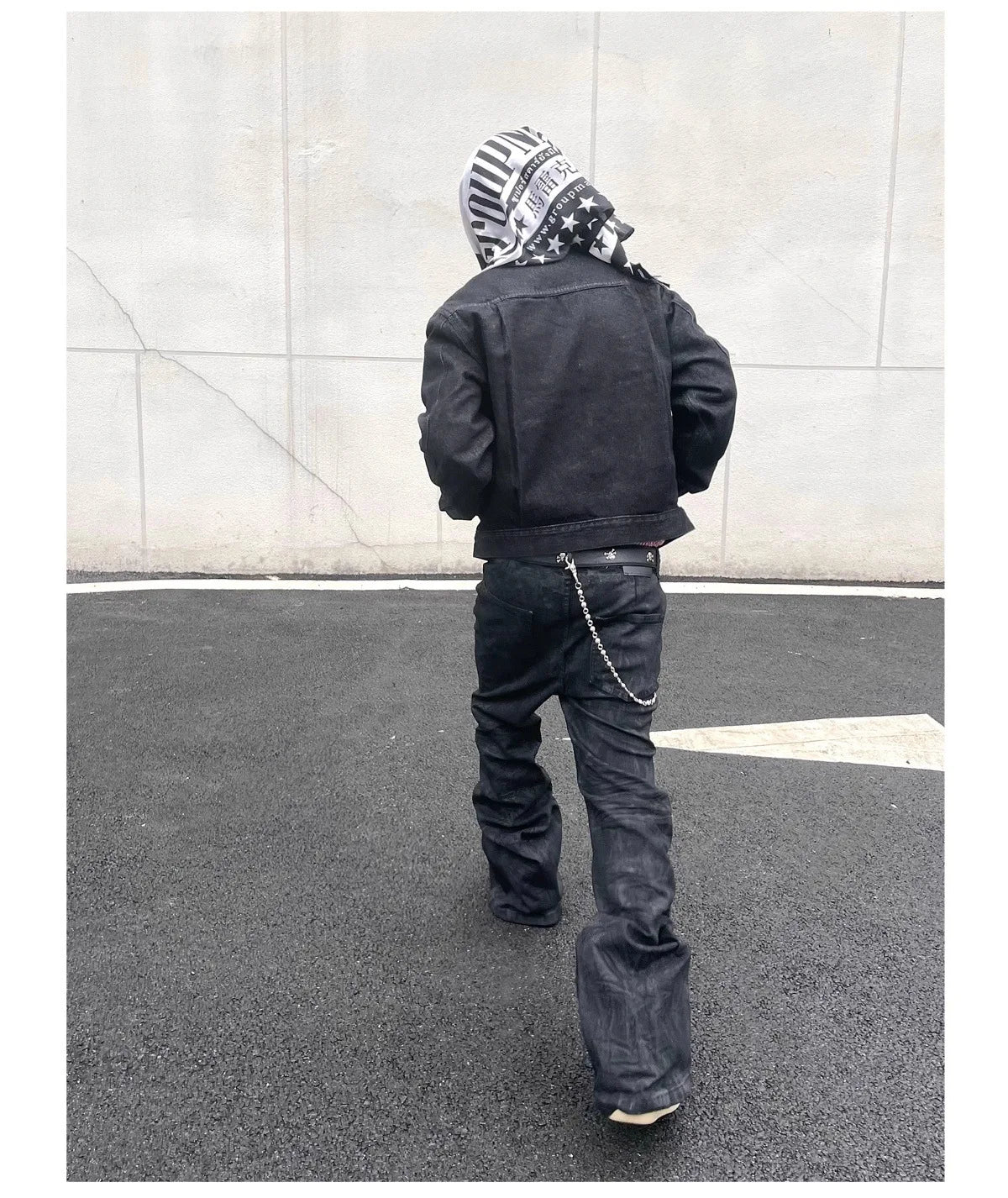 Denim Pant Men Stacked Jeans Vintage Pants Spliced Full Length Mid Waist Washed Straight Trousers Y2k High Street Casual Spring