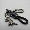 Cute Cartoon Dinosaur Keychain, Exquisite Leather Rope Key Ring for Women, Car Keychain & Bag Pendant Gift