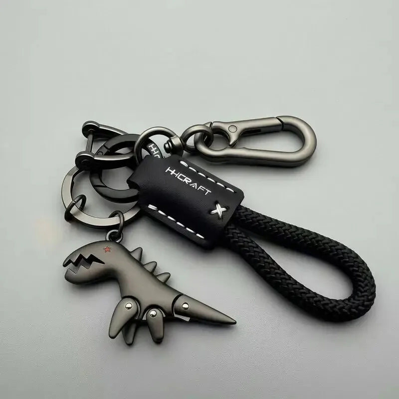 Cute Cartoon Dinosaur Keychain, Exquisite Leather Rope Key Ring for Women, Car Keychain & Bag Pendant Gift