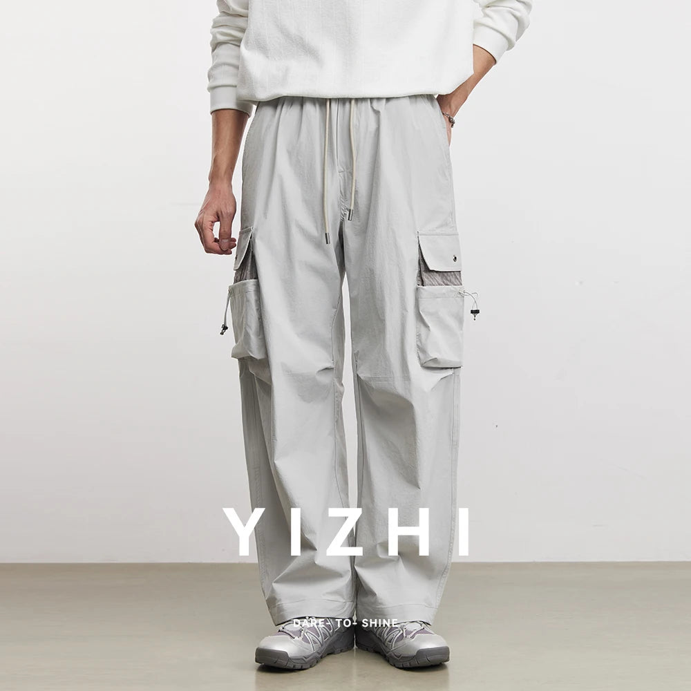 Casual Pants Men's New 2026 Spring High-end Trend Straight Workwear Paratrooper Pants Sports Quick-Drying Casual Pants
