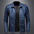Men's Leather Motorcycle Jacket Standing Collar Fashion Trend Personalized Faux Leather Coat Stylish Biker Outerwear