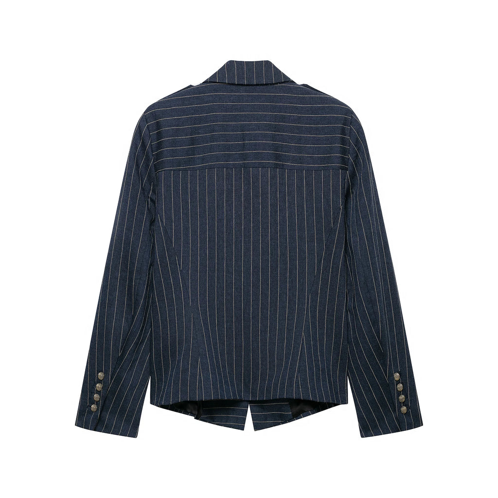 Women's Fashion Elegant Striped Blazers Jackets Spring Autumn Female Chic Long Sleeve Button Coats Lady Streetwear Suit Jackets