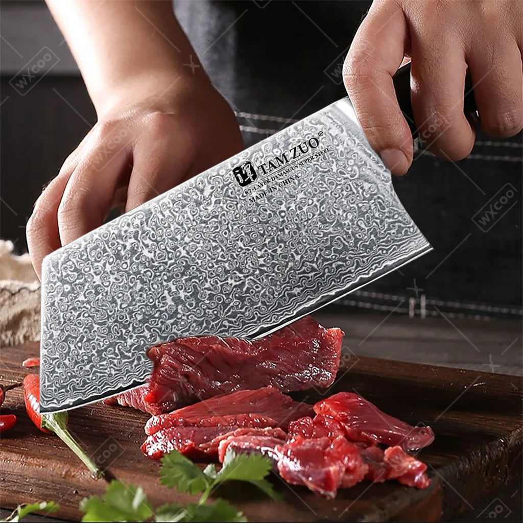 TAMZUO Damascus Steel Kitchen Chef Knife Tools Set For Kitchen Fruit Cooking Utility Knife  Cooking Tools  ножи кухонн